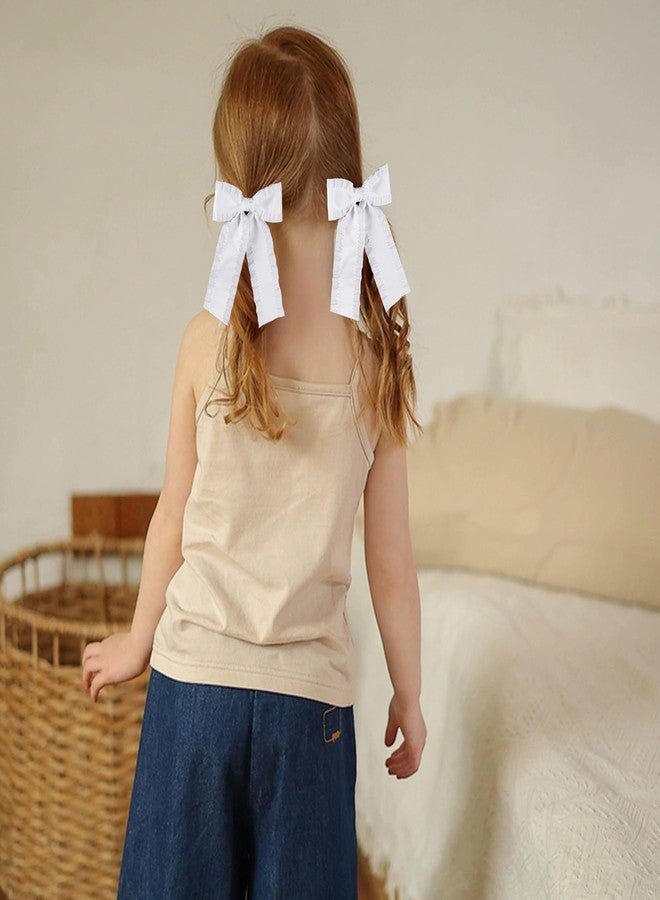 ميروكش مشابك شعر أنيقة على شكل فيونكة، 4 بوصات، فيونكة بيضاء مكشكشة، مشابك شعر على شكل فيونكة تمساح بذيل طويل، مناسبة للأطفال الصغار والمراهقات وفتيات الزهور وحفلات الزفاف والمسابقات وحفلات المناولة الأولى. - Image 5